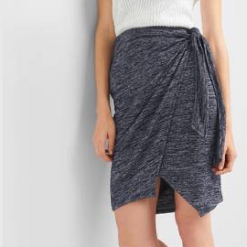 GAP Navy Knit Faux Wrap‎ Waist Tie Closure Stretch Waist Pull On Skirt Sz Medium